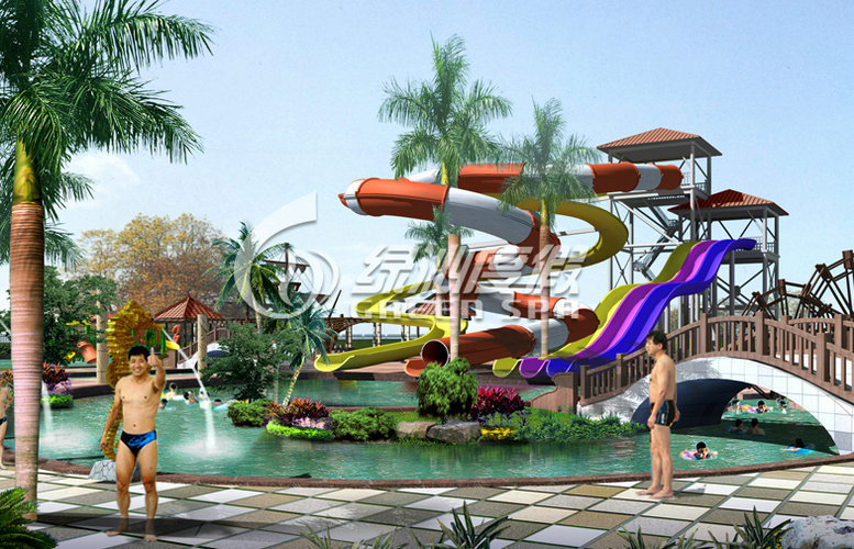 Los juegos al aire libre emocionantes del parque del agua de la