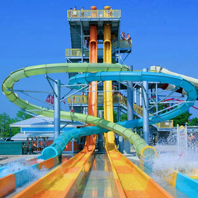 Un buen precio. Customized Colorful Fiberglass Water Park Slide Ending with Pool for Resort Hotels en línea