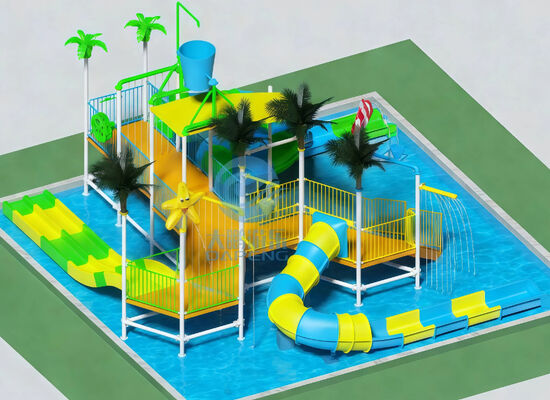 Un buen precio. Parque acuático comercial de 12x12M Fibra de vidrio plástico acero galvanizado Apto para hoteles Parques acuáticos de todas las edades en línea