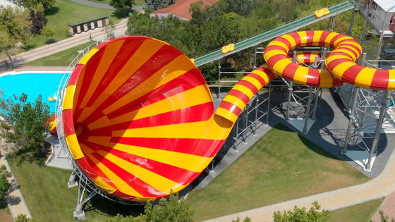 Toboganes acuáticos comerciales adultos de la fibra de vidrio de la trompeta del agua del equipo grande del parque temático