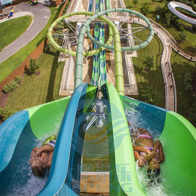 Diapositiva doble de la piscina del saetín del parque del agua de la fibra de vidrio del tobogán acuático de Aqualoop de la torsión