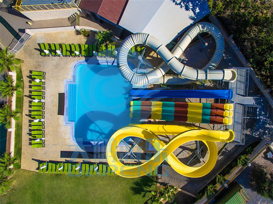 El tobogán acuático de la piscina del hotel los 6m fijó color modificado para requisitos particulares fibra de vidrio estática de la prueba