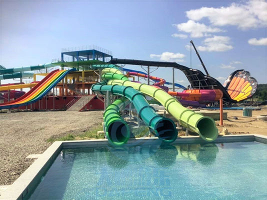 Un buen precio. Color modificado para requisitos particulares fibra de vidrio al aire libre 10m de la diapositiva de Aqua Park Triple Twist Water en línea