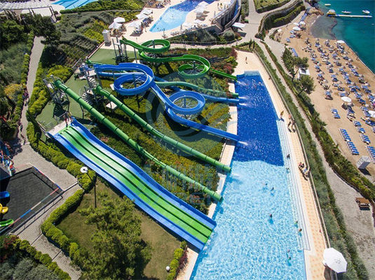 El racimo del tobogán acuático de la colina de la playa FRP del centro turístico modificó el tobogán acuático para requisitos particulares grande para los adultos