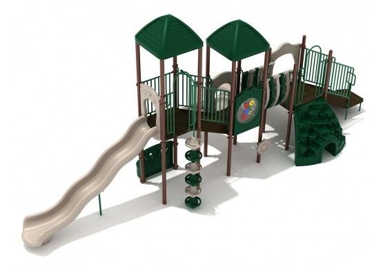 Equipo de juegos al aire libre de OEM Casa de juegos de árboles verdes con tobogán