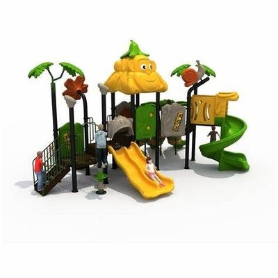 OEM Parque de juegos al aire libre Gran casa de juegos de árboles de plástico con juego de toboganes en espiral