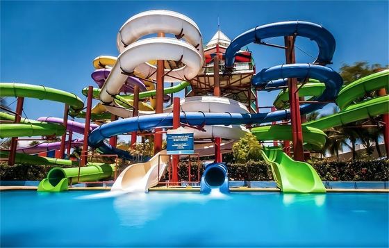 Parque acuático de fibra de vidrio para niños tobogán al aire libre Juego acuático Carnaval Rides