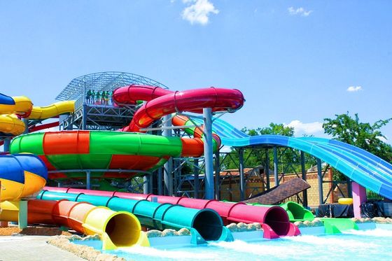 Niños Parque de diversiones al aire libre Niños Jardín acuático Grupo de toboganes de fibra de vidrio