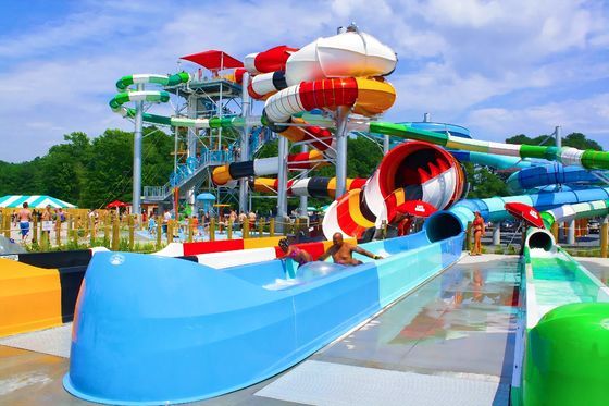 Juego de campo de juego acuático al aire libre tobogán de fibra de vidrio para piscina