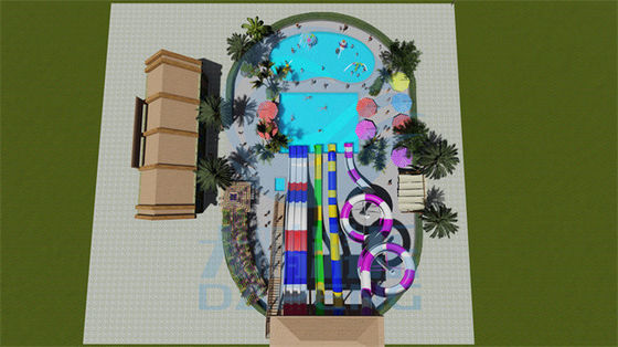 Equipo de juego de parque acuático con tobogán acuático de fibra de vidrio para niños