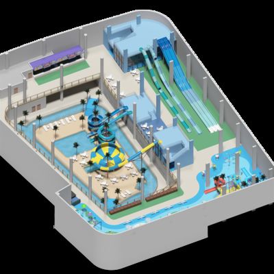 Diseño del proyecto de parque acuático cubierto de doble capa de 2500 metros cuadrados para todas las edades