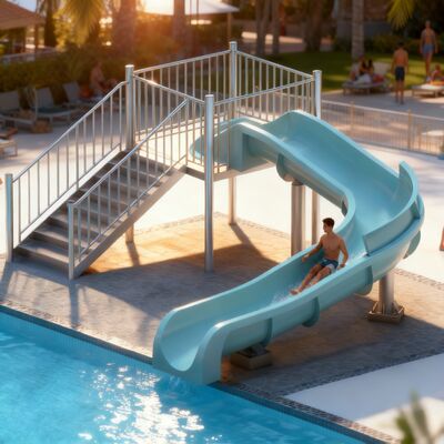 Un buen precio. Small Fiberglass Swimming Pool Slide Customized Design 3D Drawings One Year Warranty For Family Indoor Outdoor Residential en línea