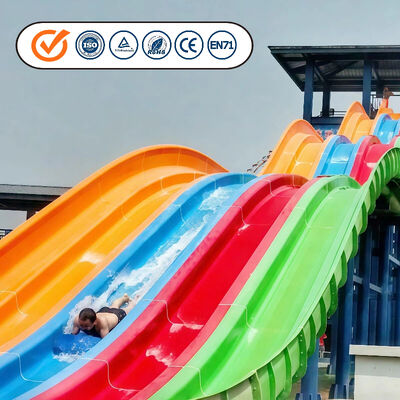 Un buen precio. Fibra de vidrio Rainbow Racing Slide Equipo de parque acuático Piscina Slide sobre 3 carriles Para juegos de agua para adultos Capacidad 100KG en línea