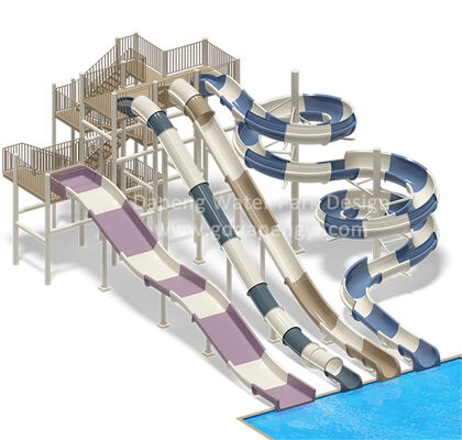 Un buen precio. Parque acuático Equipo de juego acuático 7 metros de altura tobogán acuático Cluster Hill Curve Fibergas Piscina tobogán en línea