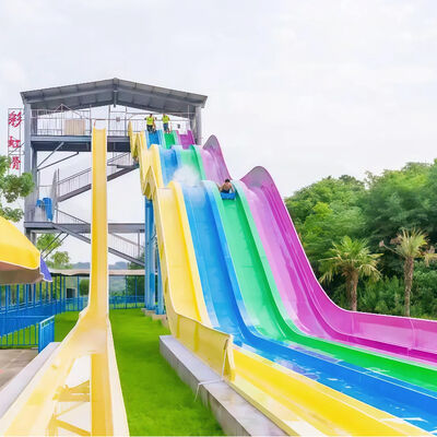 Tobogán de arcoíris de fibra de vidrio de 4 carriles para parques acuáticos para adultos, equipo personalizado para parques de atracciones comerciales en venta