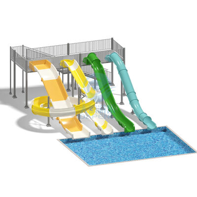 Toboganes de agua comerciales, altura de 4 m, atracciones de fibra de vidrio para parques acuáticos, uso en parques acuáticos, resorts, parques de atracciones