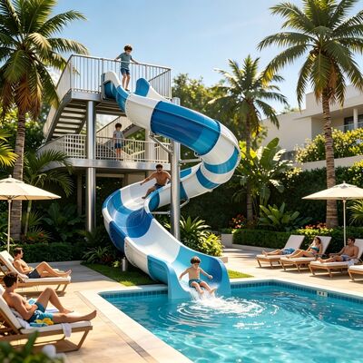 calidad Tobogán acuático abierto en espiral de calidad superior para piscina de fibra de vidrio para proyectos de resort y parque acuático Fábrica
