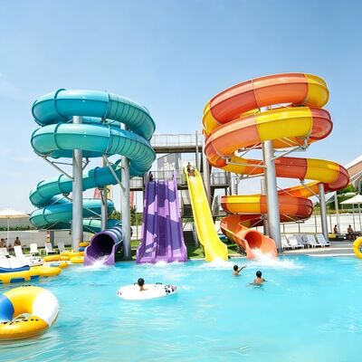 Espiral comercial de arco iris combinación de tobogán de agua de fibra de vidrio para gran parque acuático al aire libre y Aqua Resort