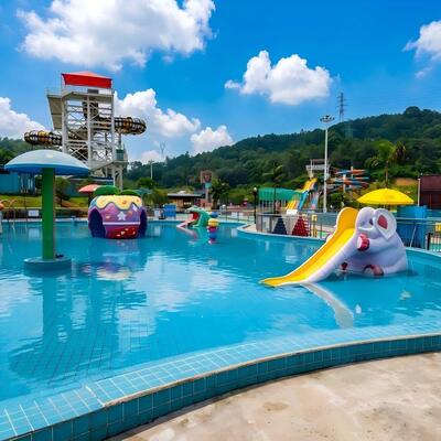 Un buen precio. Cojín comercial del chapoteo del agua de la seta del 1,8m FRP con diapositivas y fuentes para los niños del parque de la aguamarina en línea