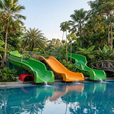 2.5m de altura montaña de fibra de vidrio tobogán acuático para hotel comercial resort de natación tobogán diseño personalizado