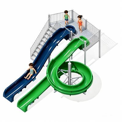 Espiral compacta y la fibra recta de vidrio combinación de tobogán acuático para el parque acuático comercial de la piscina de tobogán