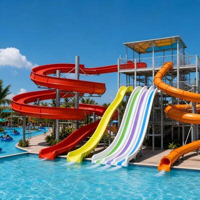 Carril multi comercial que compite con y complejo espiral del tobogán acuático de la fibra de vidrio para Aqua Park Resort