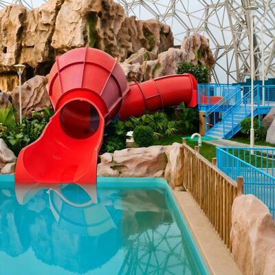 Tobogán acuático comercial de fibra de vidrio tipo embudo para piscina y parque acuático