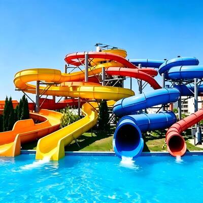 Combinación de tobogán acuático en espiral grande de fibra de vidrio para piscina y parque acuático, color personalizado