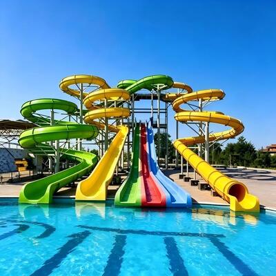 Parque acuático para piscina, tobogán de agua para uso en parque acuático, diseño personalizado