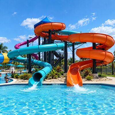 calidad Combinación personalizada de tobogán acuático en espiral de fibra de vidrio para piscina de hotel y residencial Fábrica
