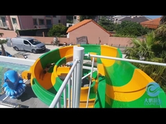 Deslizamiento de cuerpo abierto de 3 metros de altura, deslizamiento de piscina verde y amarillo, deslizamiento comercial de fibra de vidrio